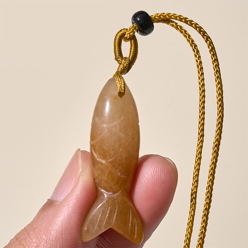 Collier pendentif en Buddha Stones sculptée en forme de carpe koï, cristal rose, agate indienne et améthyste, symbole de chaleur et de prospérité - image 19