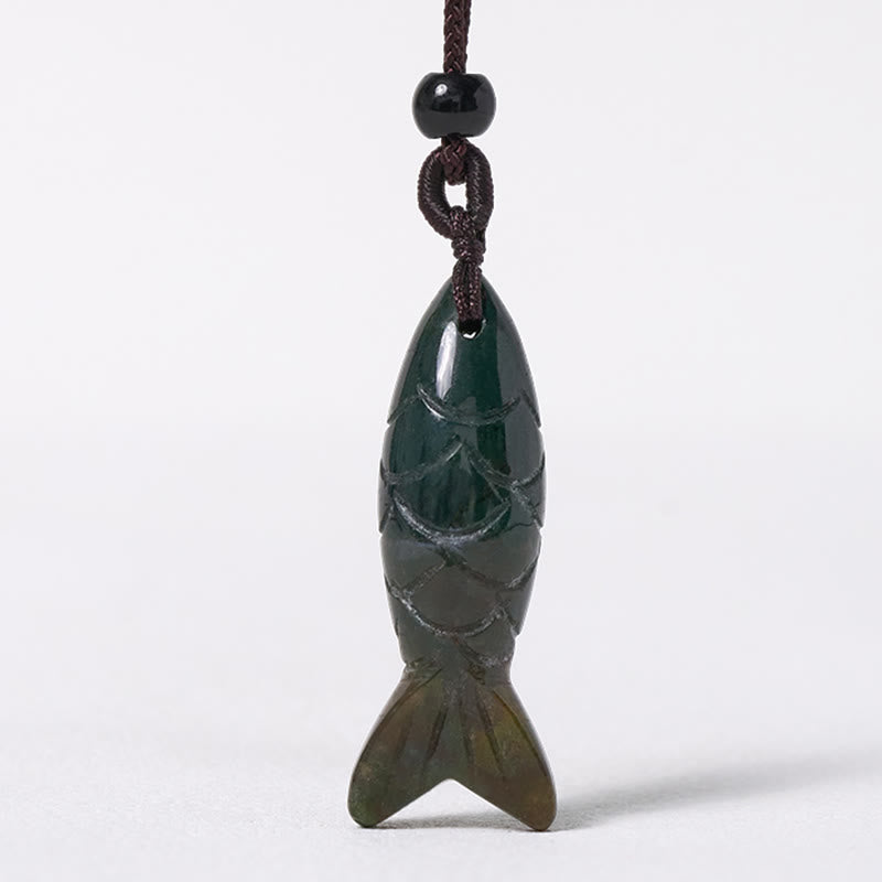 Collier pendentif en Buddha Stones sculptée en forme de carpe koï, cristal rose, agate indienne et améthyste, symbole de chaleur et de prospérité - image 8