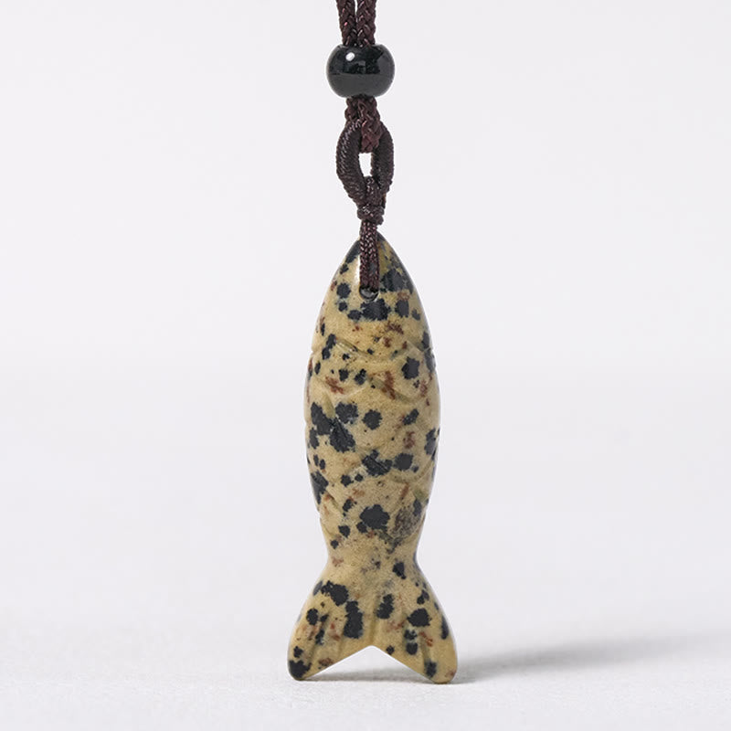 Collier pendentif en Buddha Stones sculptée en forme de carpe koï, cristal rose, agate indienne et améthyste, symbole de chaleur et de prospérité - image 34