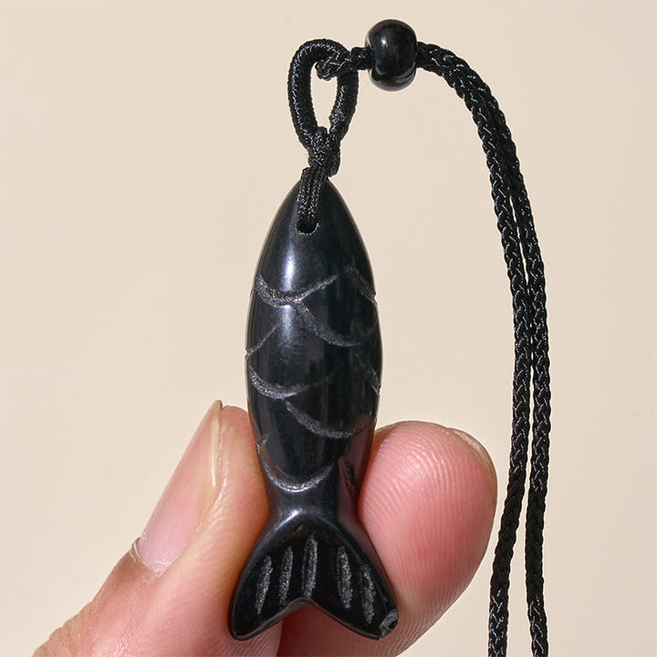Collier pendentif en Buddha Stones sculptée en forme de carpe koï, cristal rose, agate indienne et améthyste, symbole de chaleur et de prospérité - image 65