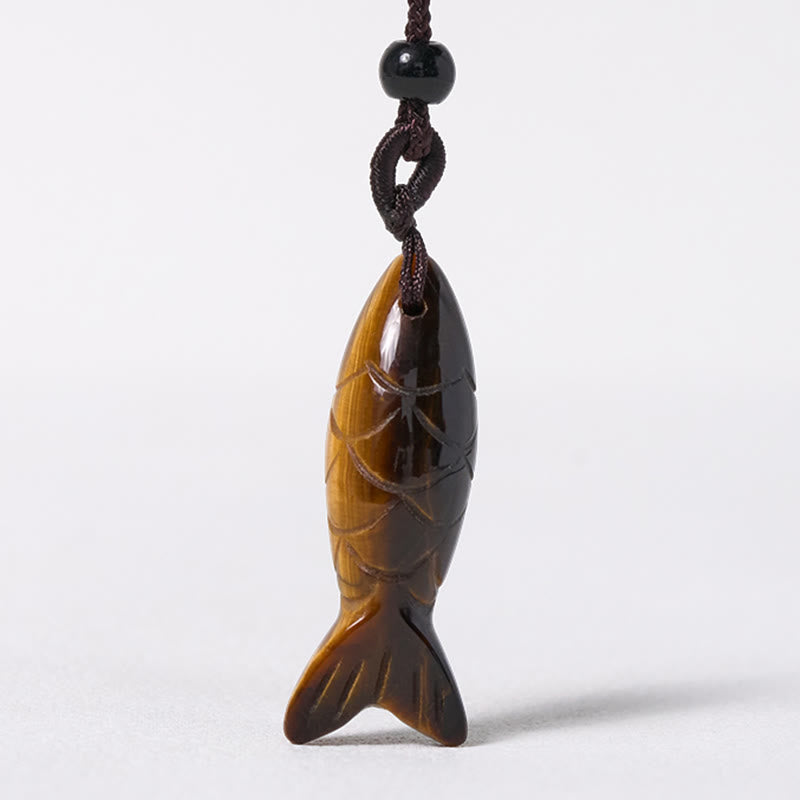 Collier pendentif en Buddha Stones sculptée en forme de carpe koï, cristal rose, agate indienne et améthyste, symbole de chaleur et de prospérité - image 29