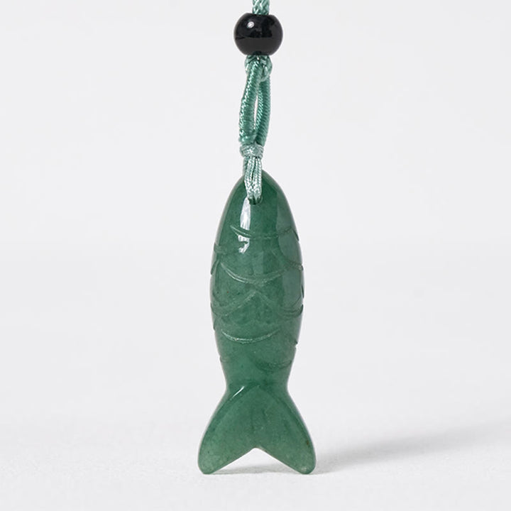 Collier pendentif en Buddha Stones sculptée en forme de carpe koï, cristal rose, agate indienne et améthyste, symbole de chaleur et de prospérité - image 44