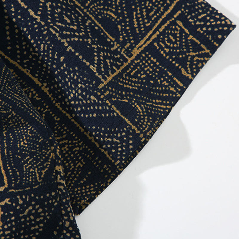 Kimono homme en coton à manches courtes et ouverture sur le devant, orné de Buddha Stones, de rayures florales géométriques et de papillons. - image 7