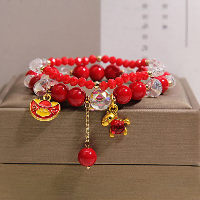 Bracelet de prospérité en lingot de Buddha Stones, année du Cheval - 2 pièces Lingot Cheval (Tour de poignet : 14-15 cm) - image 3