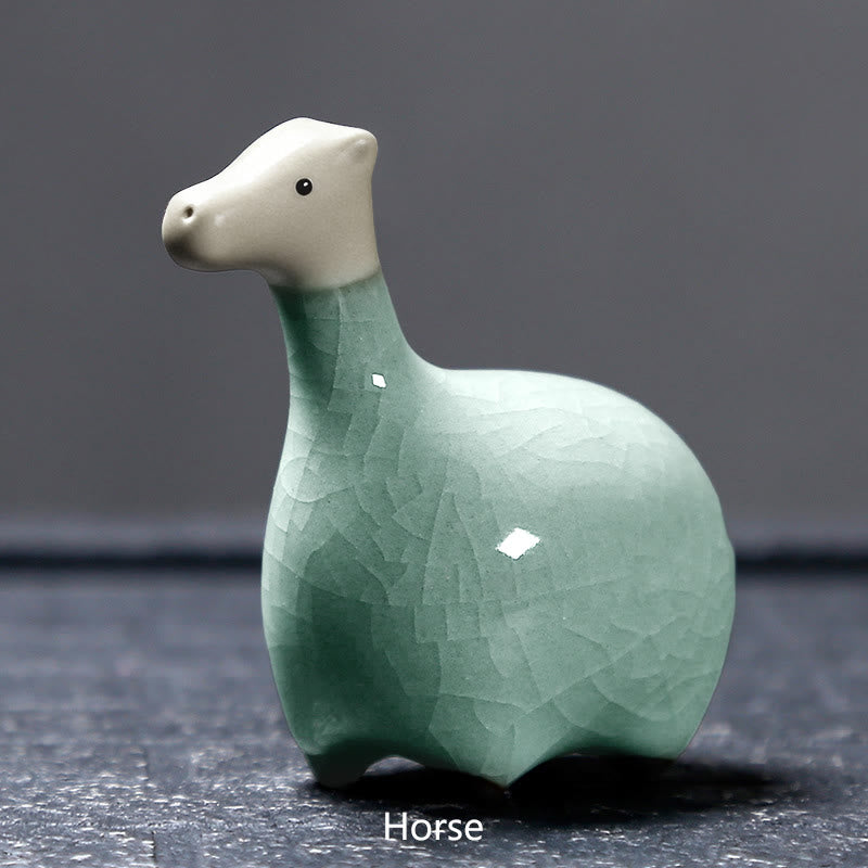 Buddha Stones Zodiaque chinois Thé en céramique pour animaux de compagnie Décoration de la maison - Cheval kaki 6,7*6,8 cm - image 10