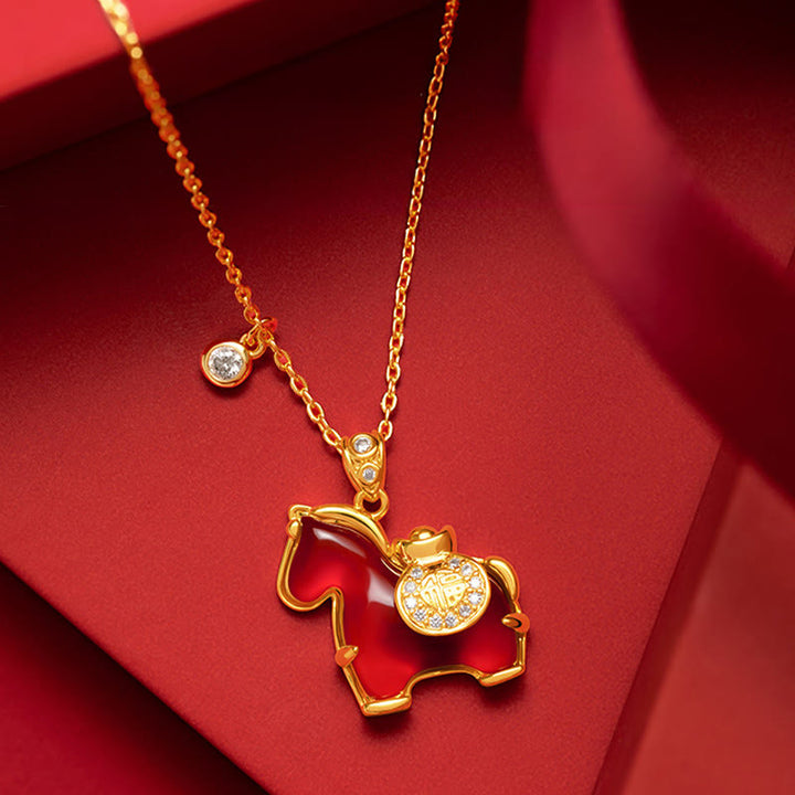 Pendentifs en agate rouge de l'année du Cheval, symbole de confiance et de caractère Fu, en Buddha Stones - Cheval en agate rouge - image 0