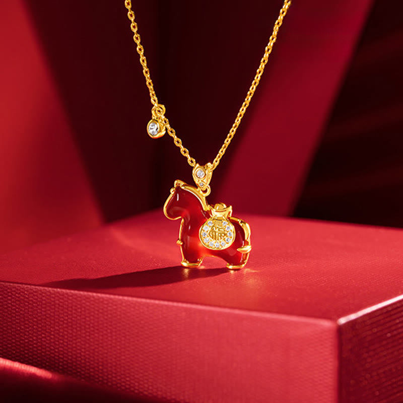 Pendentifs en agate rouge de l'année du Cheval, symbole de confiance et de caractère Fu, en Buddha Stones - image 1