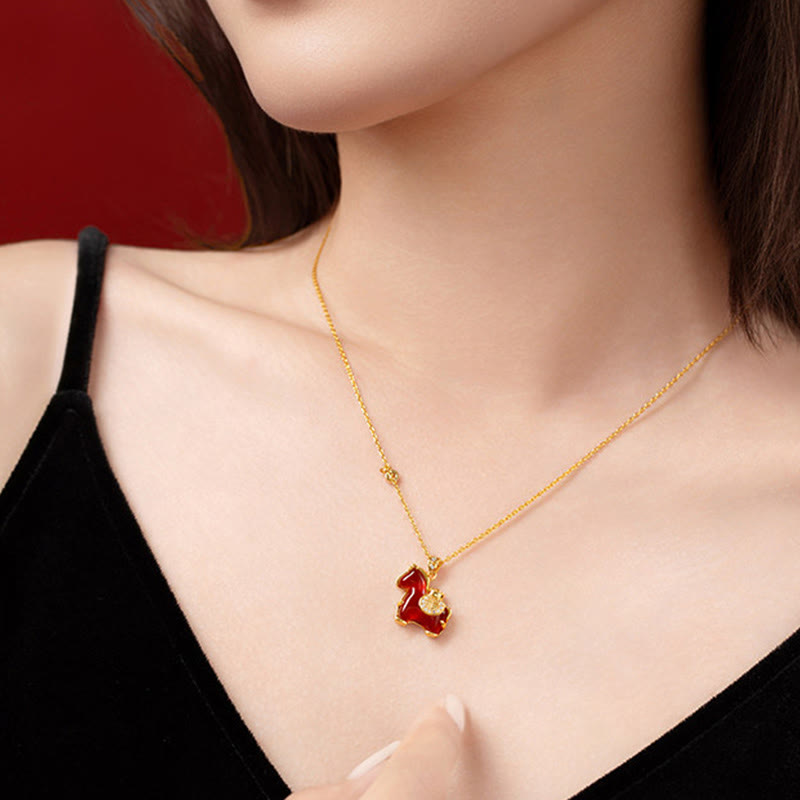 Pendentifs en agate rouge de l'année du Cheval, symbole de confiance et de caractère Fu, en Buddha Stones - image 4
