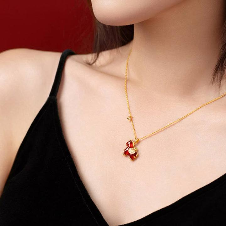 Pendentifs en agate rouge de l'année du Cheval, symbole de confiance et de caractère Fu, en Buddha Stones - image 2