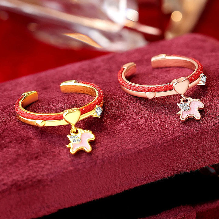 Bague ouverte porte-bonheur en argent sterling 925 et fil rouge avec Buddha Stones - image 2