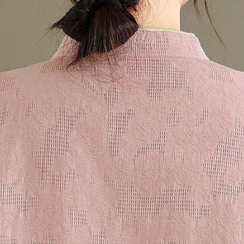 Chemise en coton à manches longues pour femme, motif floral traditionnel printanier, ornée de Buddha Stones et de boutons brandebourg. - image 12