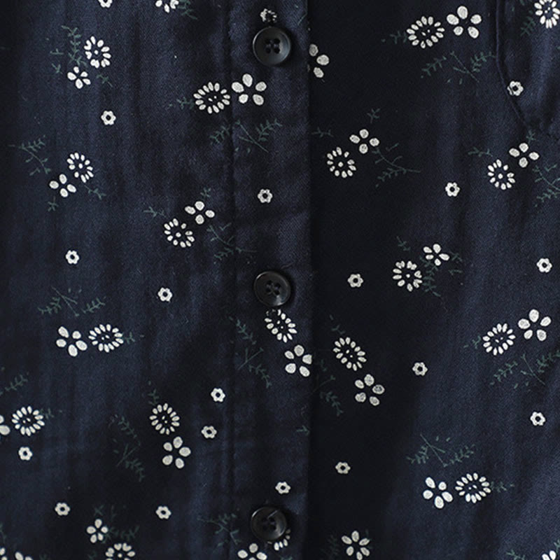 Chemise en coton à manches longues pour femme, ornée de petits motifs floraux et de Buddha Stones. - image 8