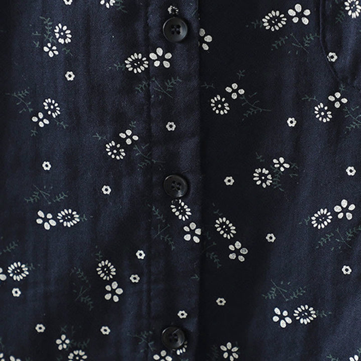 Chemise en coton à manches longues pour femme, ornée de petits motifs floraux et de Buddha Stones. - image 8