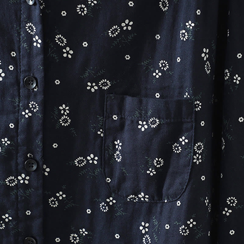 Chemise en coton à manches longues pour femme, ornée de petits motifs floraux et de Buddha Stones. - image 6