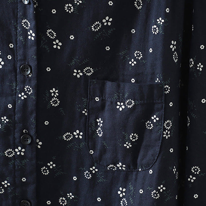 Chemise en coton à manches longues pour femme, ornée de petits motifs floraux et de Buddha Stones. - image 6