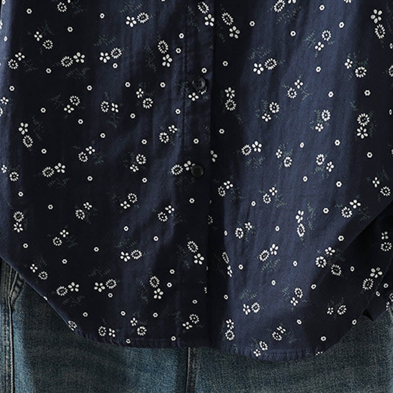 Chemise en coton à manches longues pour femme, ornée de petits motifs floraux et de Buddha Stones. - image 9