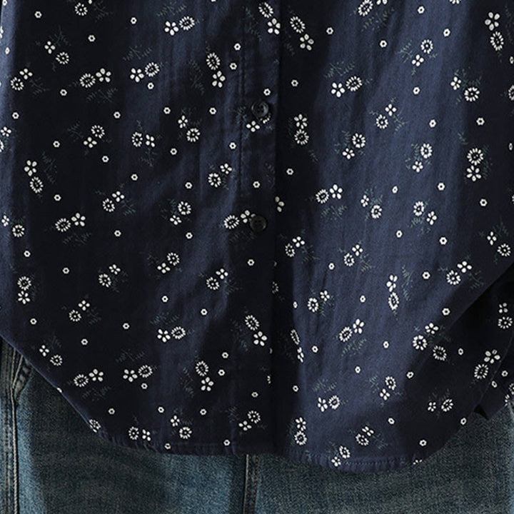 Chemise en coton à manches longues pour femme, ornée de petits motifs floraux et de Buddha Stones. - image 9