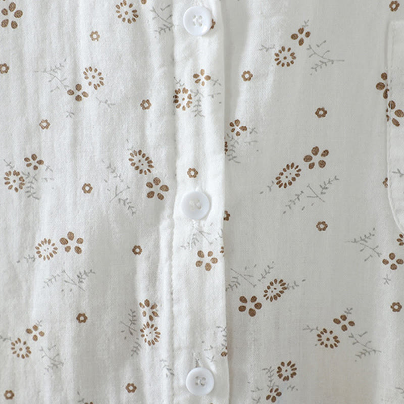Chemise en coton à manches longues pour femme, ornée de petits motifs floraux et de Buddha Stones. - image 14