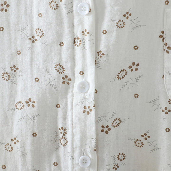Chemise en coton à manches longues pour femme, ornée de petits motifs floraux et de Buddha Stones. - image 14