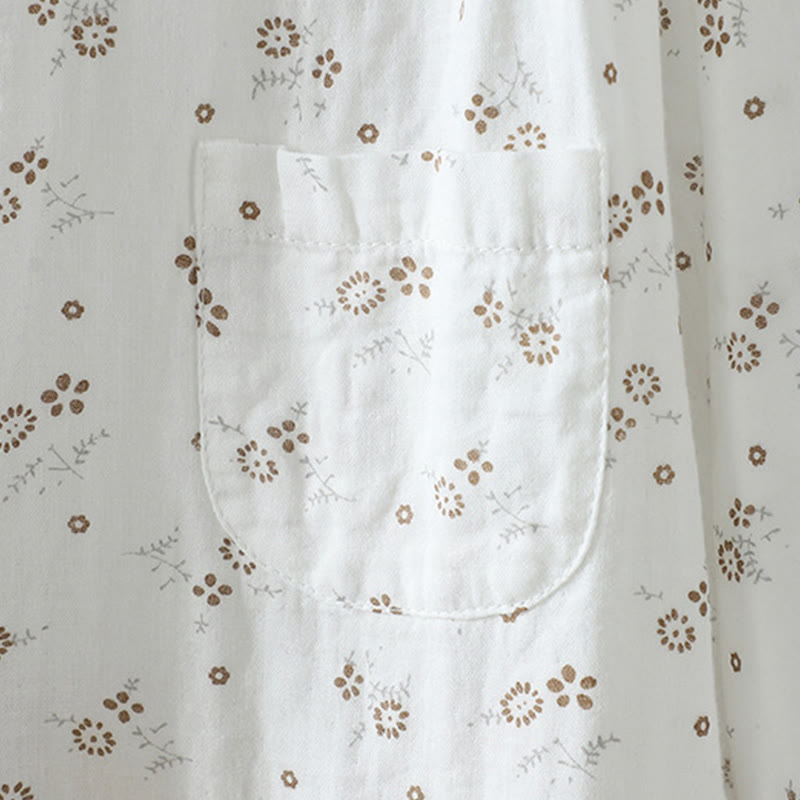 Chemise en coton à manches longues pour femme, ornée de petits motifs floraux et de Buddha Stones. - image 13