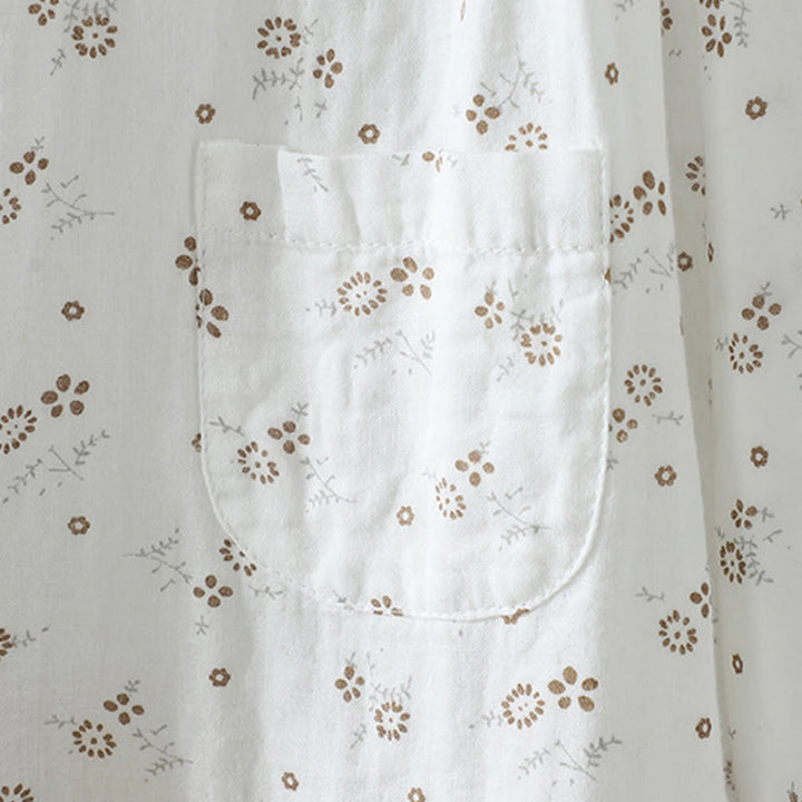 Chemise en coton à manches longues pour femme, ornée de petits motifs floraux et de Buddha Stones. - image 13