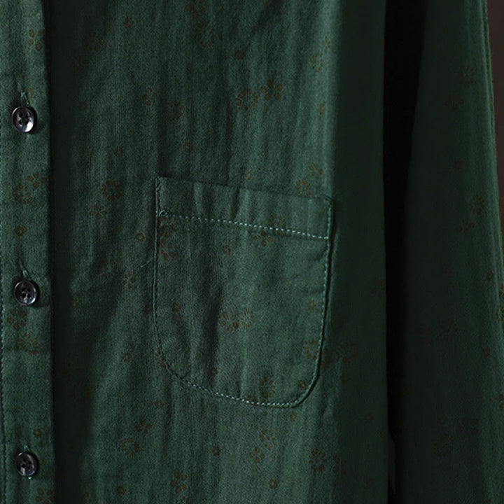 Chemise en coton à manches longues pour femme, ornée de petits motifs floraux et de Buddha Stones. - image 19