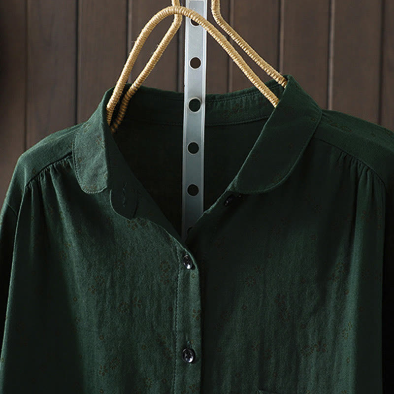 Chemise en coton à manches longues pour femme, ornée de petits motifs floraux et de Buddha Stones. - image 18