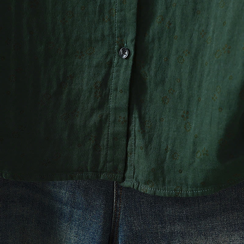 Chemise en coton à manches longues pour femme, ornée de petits motifs floraux et de Buddha Stones. - image 21