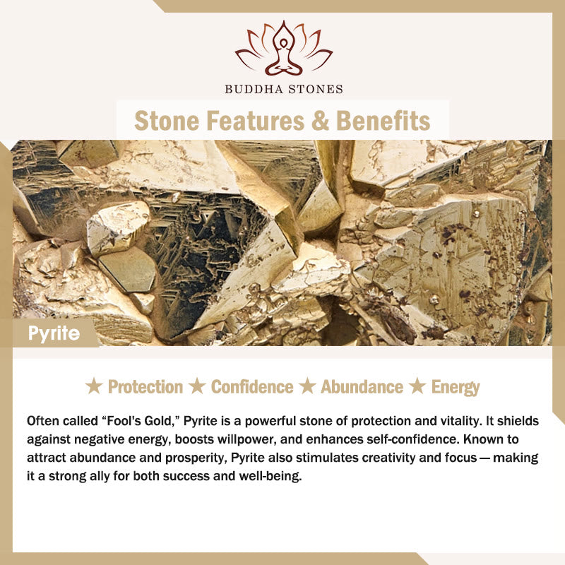 Bracelet de perles rondes en pyrite et Buddha Stones, symbole de confiance et d'abondance - image 6