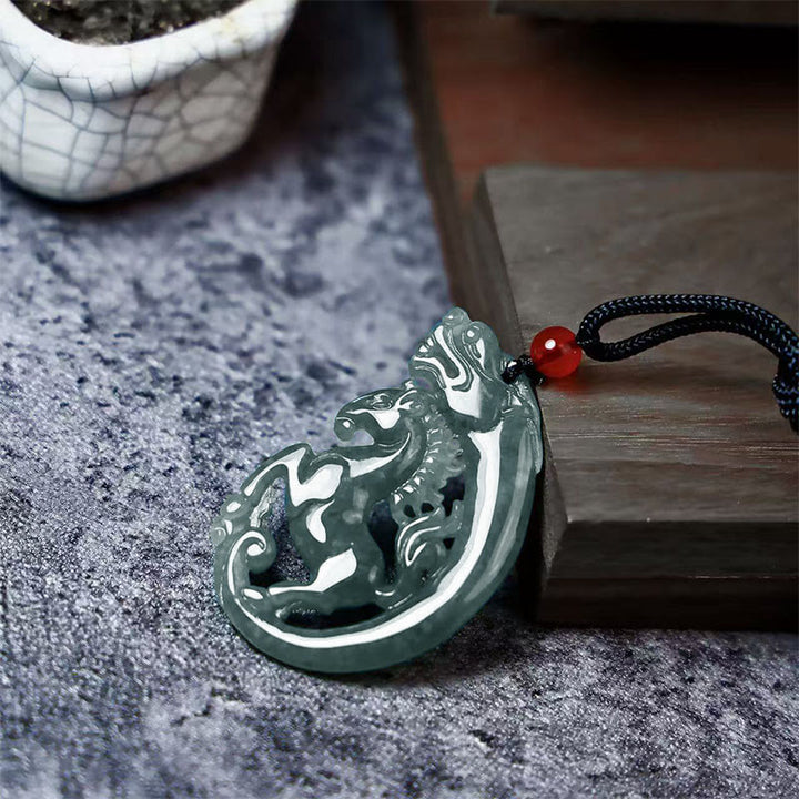 Pendentifs en jade dragon et Buddha Stones , année du Cheval, porte-bonheur - image 1
