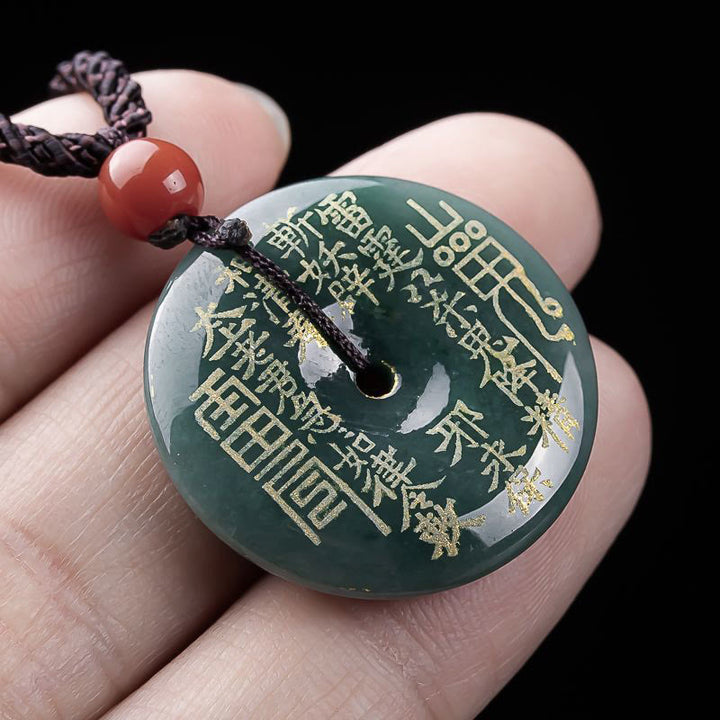 Buddha Stones Collier pendentif porte-bonheur en jade « Fantômes des montagnes » avec boucle de paix et pendentif « Gorge de la paix ». - image 4