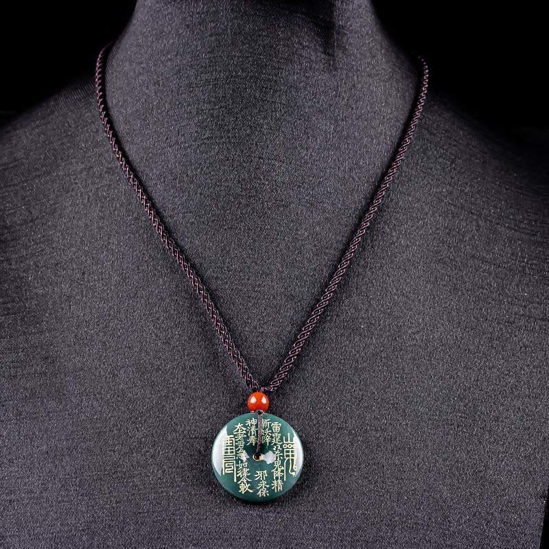 Buddha Stones Collier pendentif porte-bonheur en jade « Fantômes des montagnes » avec boucle de paix et pendentif « Gorge de la paix ». - image 3