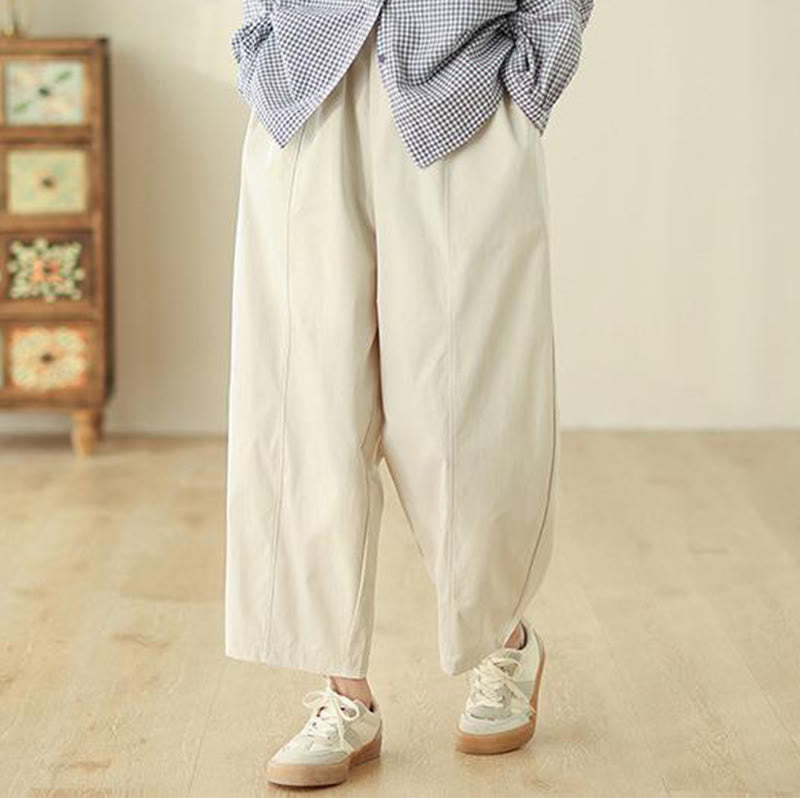 Pantalon harem pour femme, longueur cheville, motif lignes simples, avec poches, inspiré des Buddha Stones - image 1