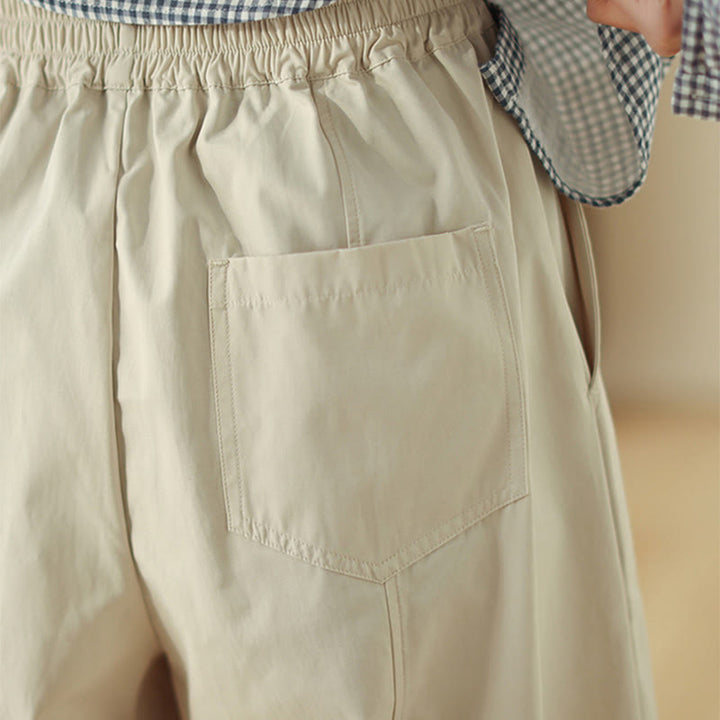 Buddha Stones Pantalon harem en coton pour femme, longueur cheville, lignes simples, avec poches - image 4