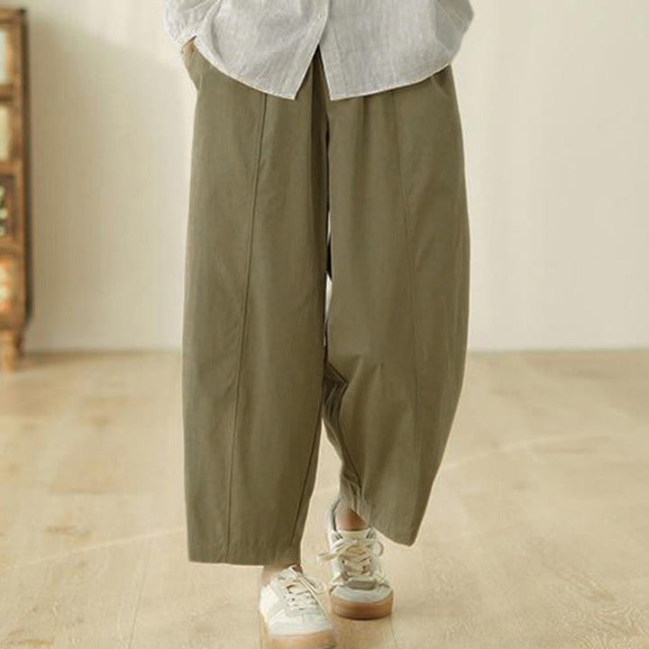 Buddha Stones Pantalon harem en coton pour femme, longueur cheville, lignes simples, avec poches - image 11