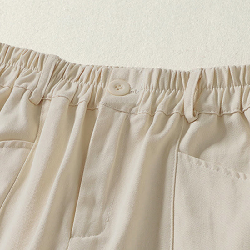 Buddha Stones Pantalon harem en coton pour femme, longueur cheville, avec poches, lignes simples, boutons et fermeture éclair. - image 1