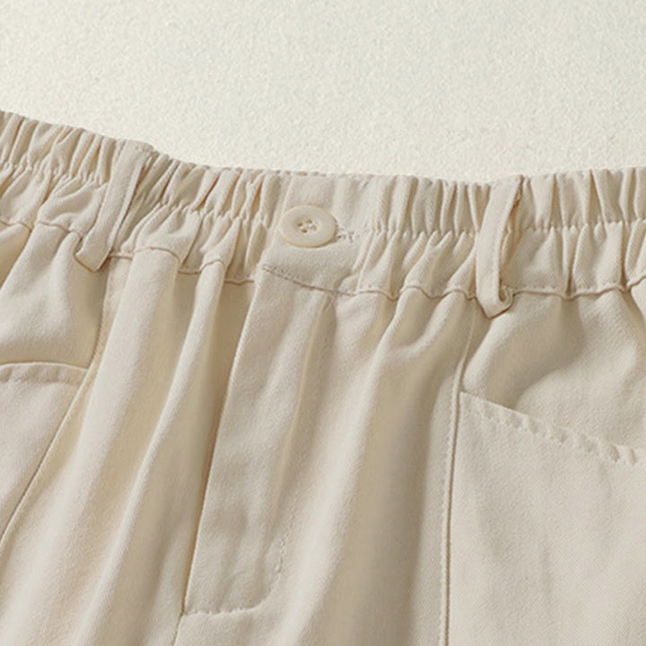 Buddha Stones Pantalon harem en coton pour femme, longueur cheville, avec poches, lignes simples, boutons et fermeture éclair. - image 1