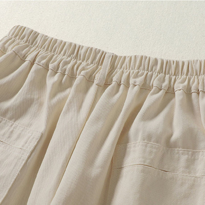 Buddha Stones Pantalon harem en coton pour femme, longueur cheville, avec poches, lignes simples, boutons et fermeture éclair. - image 4