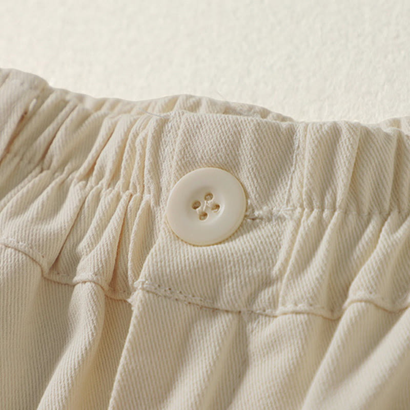 Buddha Stones Pantalon harem en coton pour femme, longueur cheville, avec poches, lignes simples, boutons et fermeture éclair. - image 2