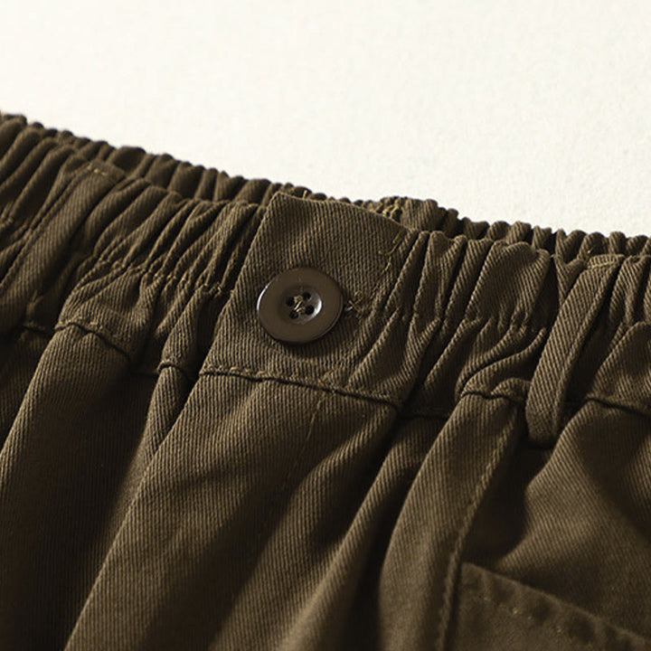 Buddha Stones Pantalon harem en coton pour femme, longueur cheville, avec poches, lignes simples, boutons et fermeture éclair. - image 8