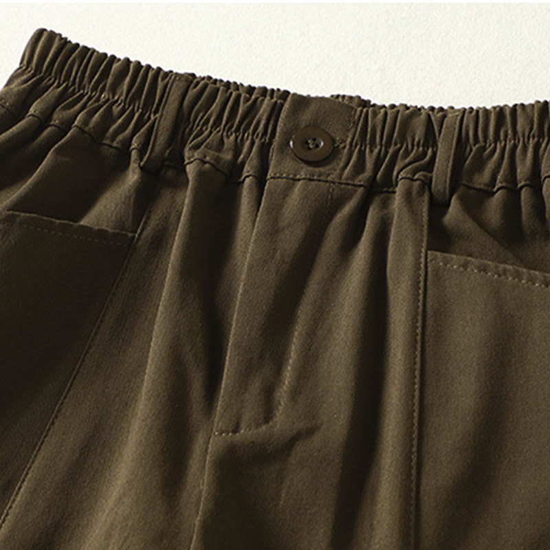 Buddha Stones Pantalon harem en coton pour femme, longueur cheville, avec poches, lignes simples, boutons et fermeture éclair. - image 7