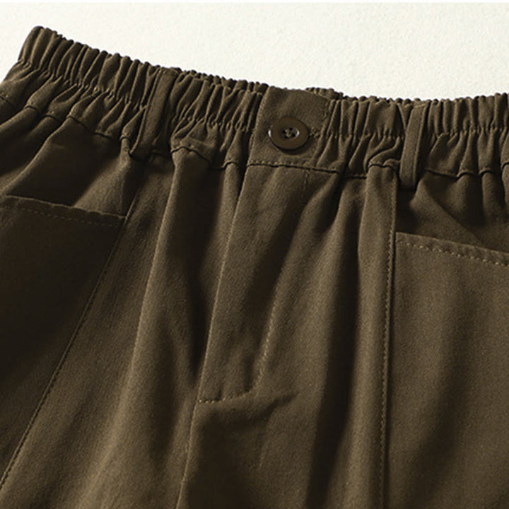 Buddha Stones Pantalon harem en coton pour femme, longueur cheville, avec poches, lignes simples, boutons et fermeture éclair. - image 7