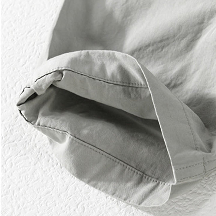 Buddha Stones Chemise homme en coton à manches courtes, manches courtes, rayures carrées et poches décoratives, ornée de boutons d'été et de blocs de couleur. - image 2