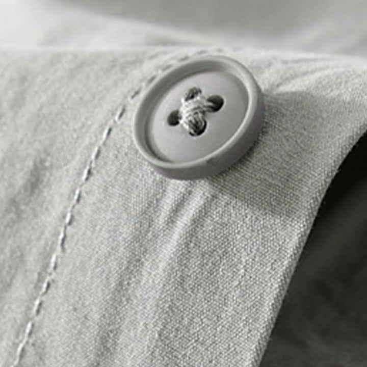 Buddha Stones Chemise homme en coton à manches courtes, manches courtes, rayures carrées et poches décoratives, ornée de boutons d'été et de blocs de couleur. - image 1