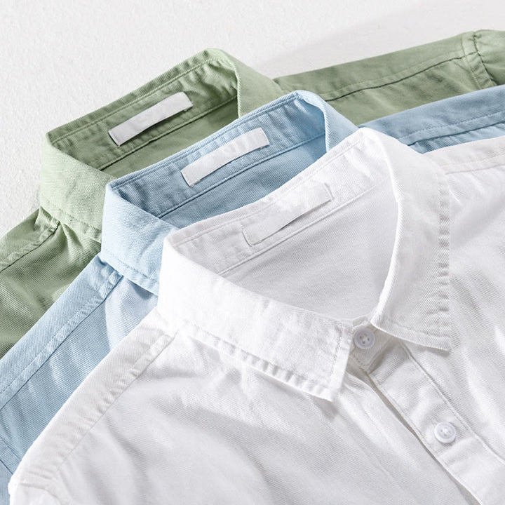 Buddha Stones Chemise d'été pour homme en coton à manches courtes, boutons et deux poches décoratives. - image 17