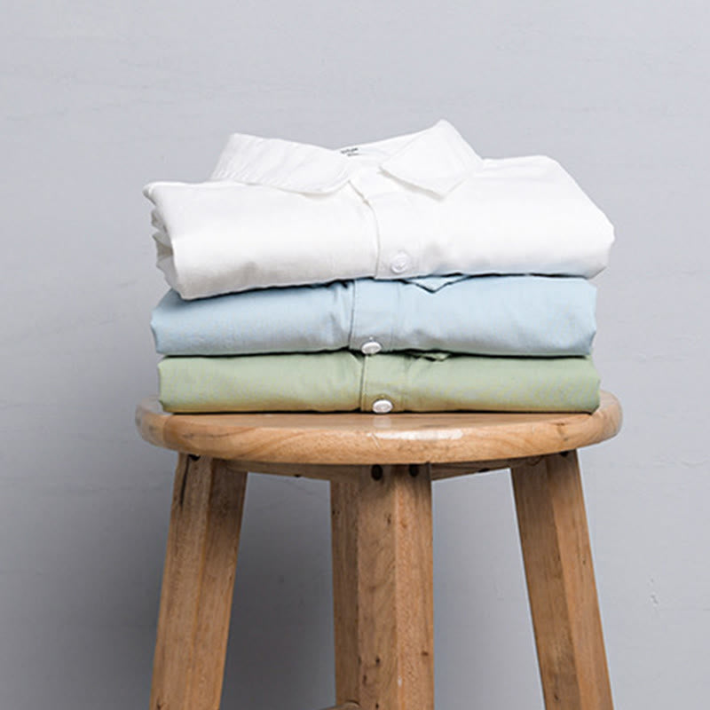 Buddha Stones Chemise d'été pour homme en coton à manches courtes, boutons et deux poches décoratives. - image 16