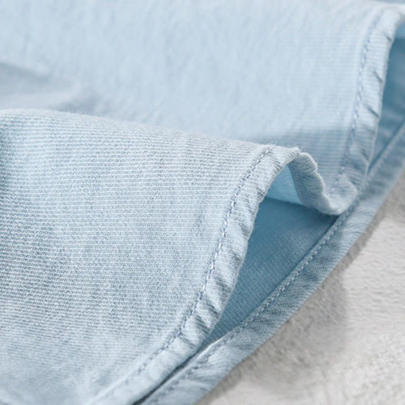 Buddha Stones Chemise d'été pour homme en coton à manches courtes, boutons et deux poches décoratives. - image 4