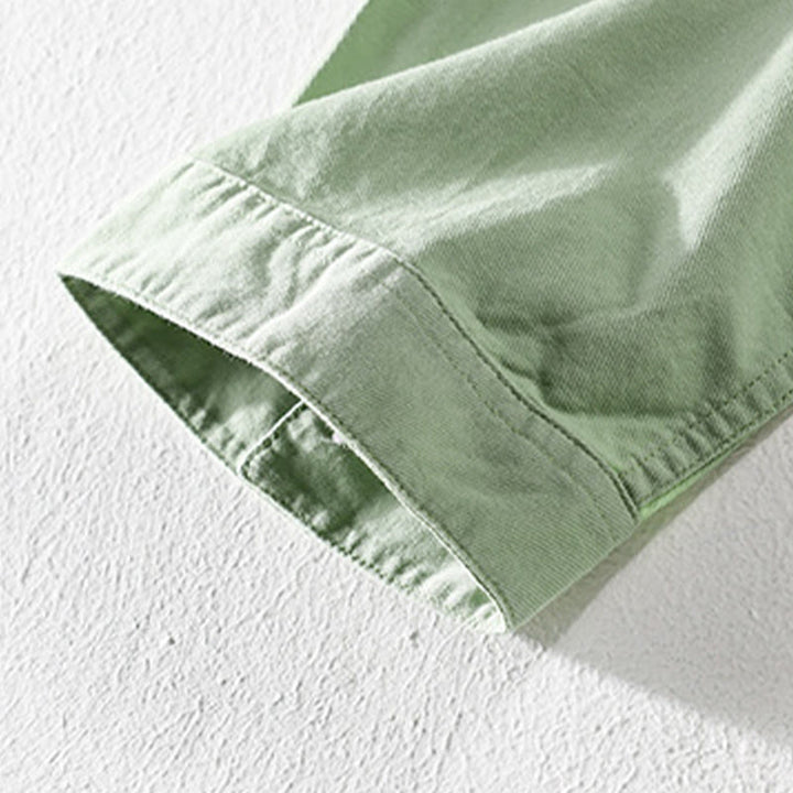 Buddha Stones Chemise d'été pour homme en coton à manches courtes, boutons et deux poches décoratives. - image 11