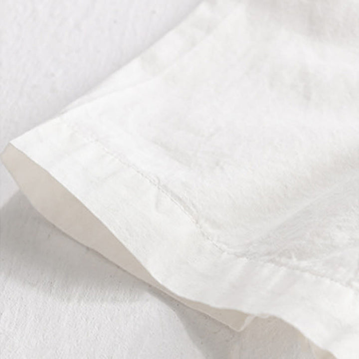 Buddha Stones Chemise d'été à manches courtes en coton pour homme, avec boutons, broderie d'oiseau et poche décorative. - image 5