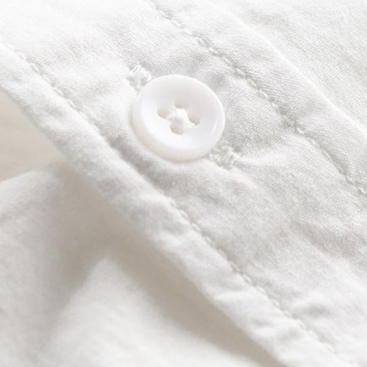 Buddha Stones Chemise d'été à manches courtes en coton pour homme, avec boutons, broderie d'oiseau et poche décorative. - image 8